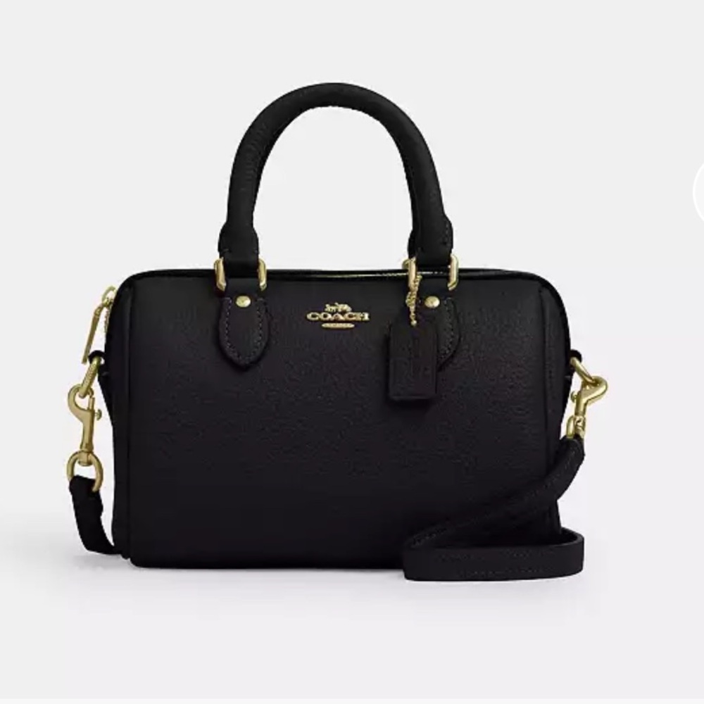 NWOT — Coach Mini Rowan Crossbody Black Gold Pebble